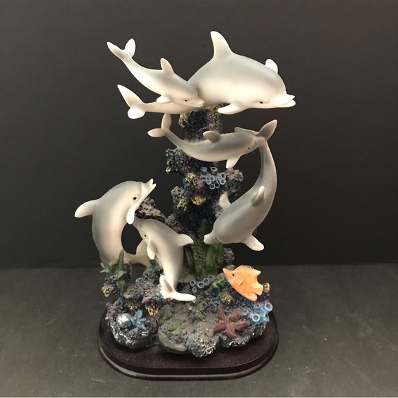 Vintage Dolphins figurine marine life sculpture 10-1/2” tall - Picture 2 of 12
